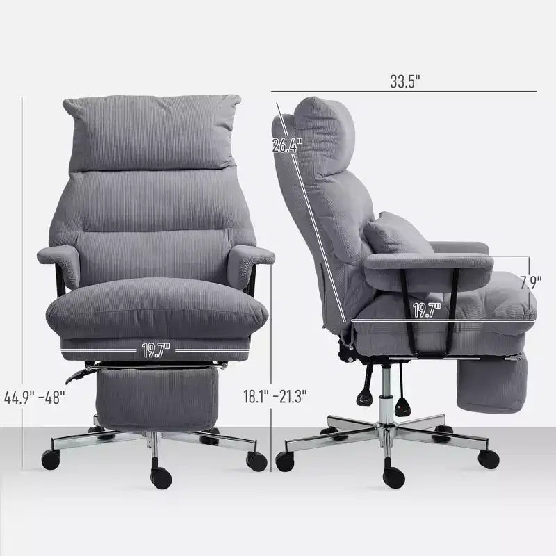 Executive Office Chair with Lumbar Support, Footrest, High Back Reclining Overstuffed Desk Chair with