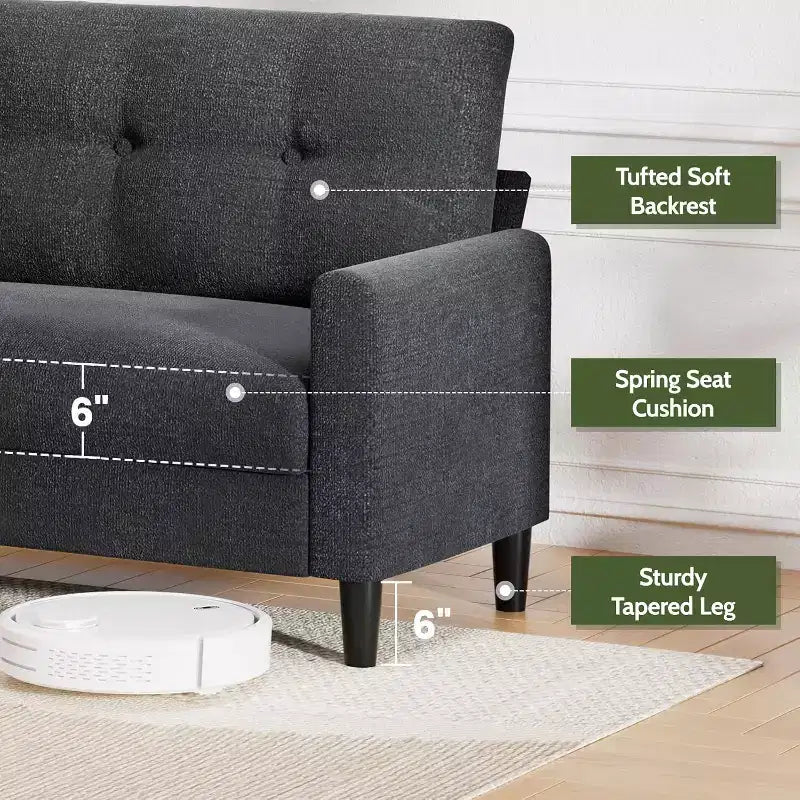 Dyonery 50 Loveseat Sofa, 2-Seater Love Seat for Office & Small Spaces, 24 Deep Seat, FSC Solid Wood Frame, Tool-Free Assembly