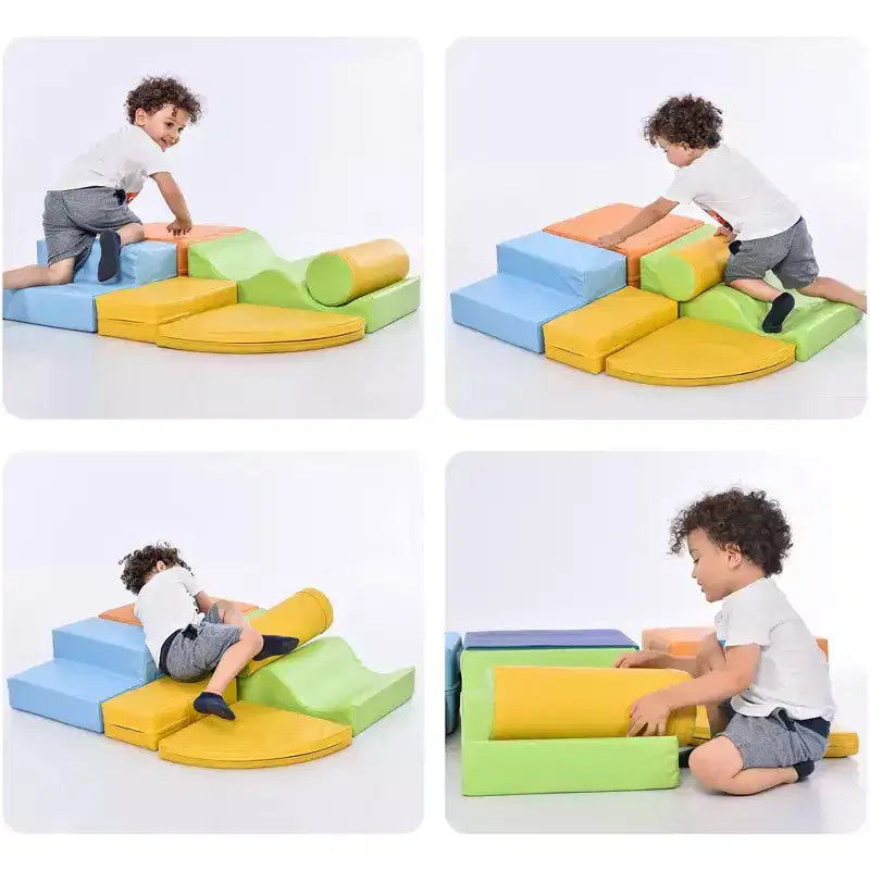 6-in-1 Climb Crawl Activity Play Set for Toddler Indoor Active Play Structure Climbing Crawling Toys Gym Equipment for Boys Girls Colorful