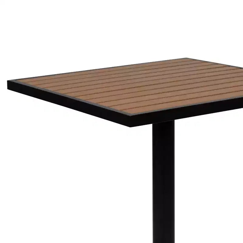 Merrick Lane 5 Piece Patio Table and Chairs Set Faux Teak Wood And Metal Indoor/Outdoor Table and Chairs with All-Weather Purpose