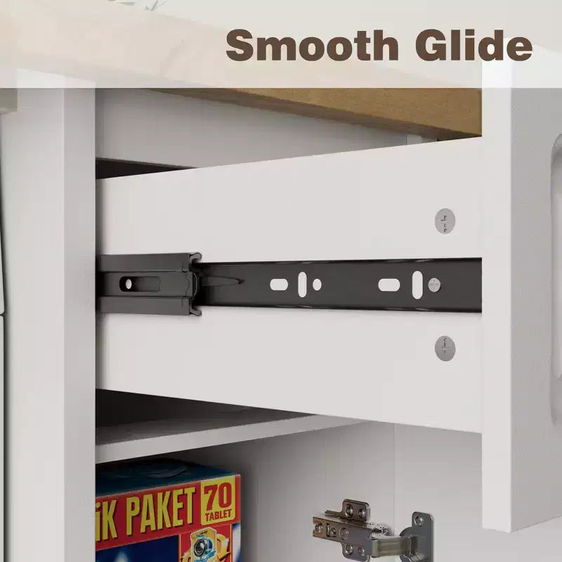 82.6 Laundry Countertop Storage with Adjustable Shelf & Drawer, Washer Dryer Countertop for Laundry Room