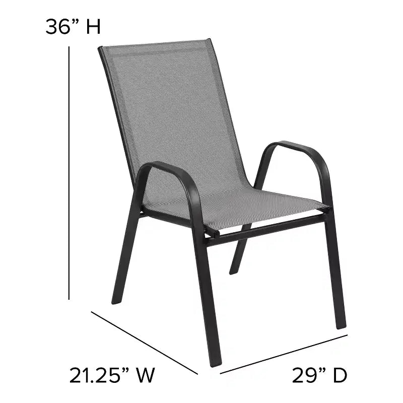 Flash Furniture 5 Piece Outdoor Patio Dining Set - Tempered Glass Patio Table, 4 Flex Comfort Stack Chairs