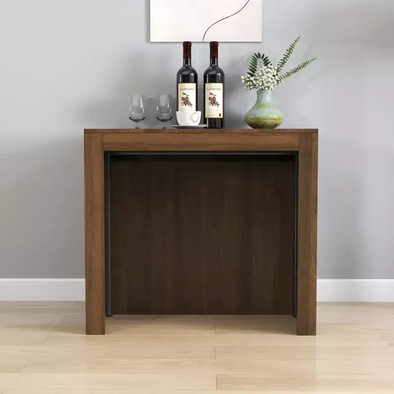 CLIHOME Modern Multifunctional Extendable Dining Table with Outlet, Space Saving Expanding Table with Storage
