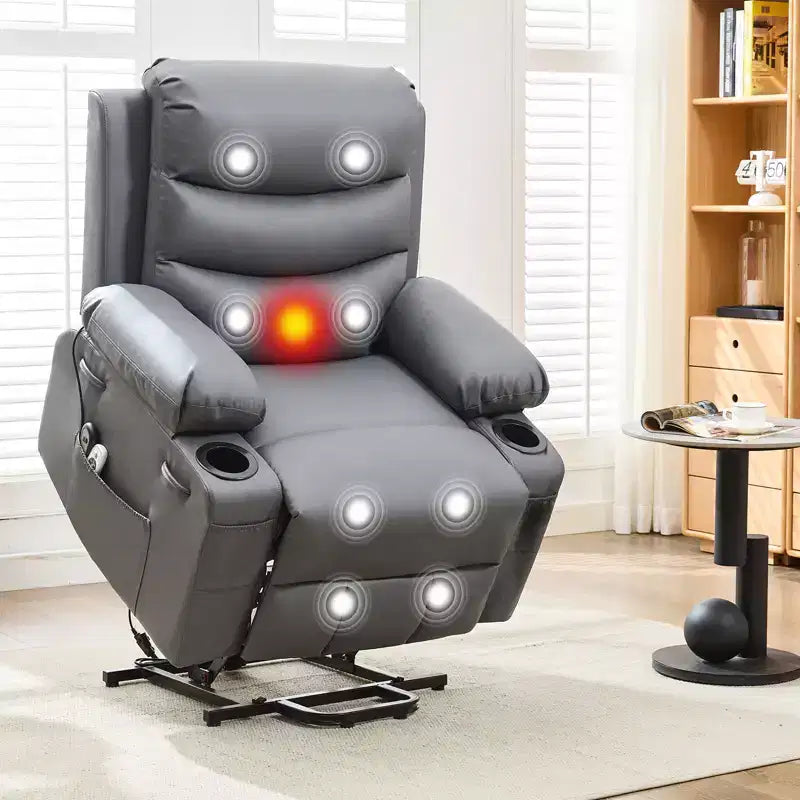 Lift Recliner Chair with Massage & Heat, Oversized Power Recliners, Home Theater Seat with 2 Cup Holders Side, Glider Reclining Single Sofa Chair