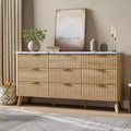 Fluted 9-Drawer Dresser, 60.6 Wide Wood Chest of Drawers with Deep Storage, for Bedroom, Living Room, or Hallway Use