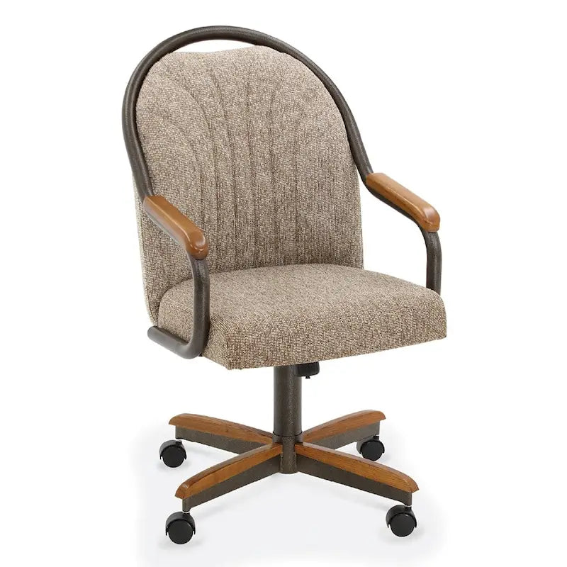 Chaises de salle à manger Chromcraft Douglas à roulettes, finition gris châtaigne (Lot de 2)