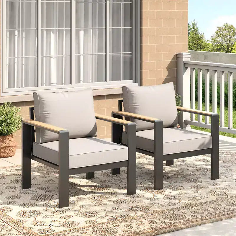 Aluminum Patio Furniture Set, Outdoor Sectional Sofa with 5 Thick Cushions, 4 Armrests & Coffee Table for Garden, Deck, Backyard