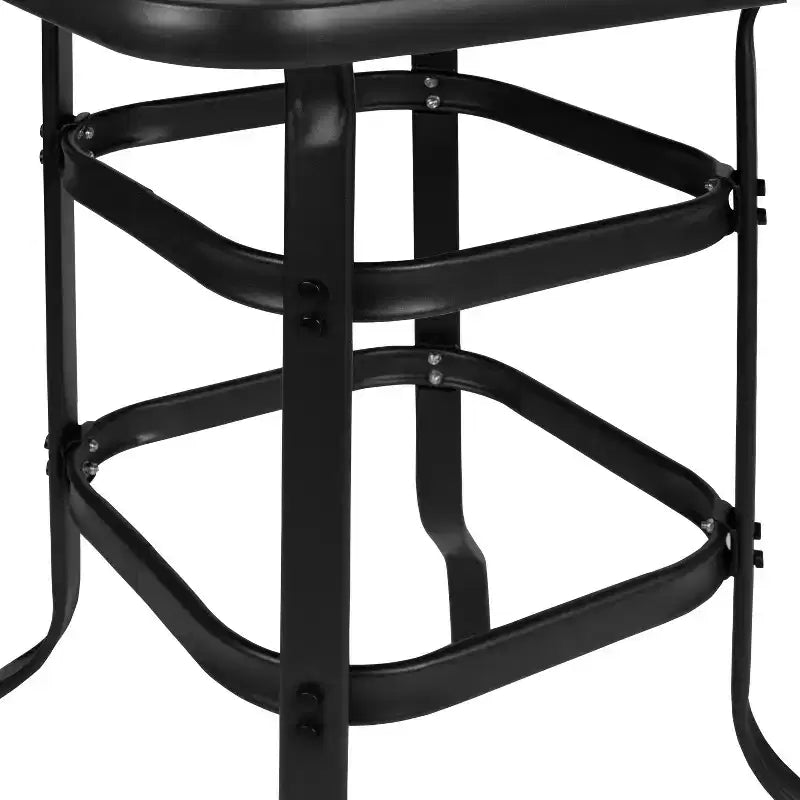 Emma and Oliver 3 Piece Outdoor Bar Height Set-Glass Patio Bar Table-All-Weather Barstools