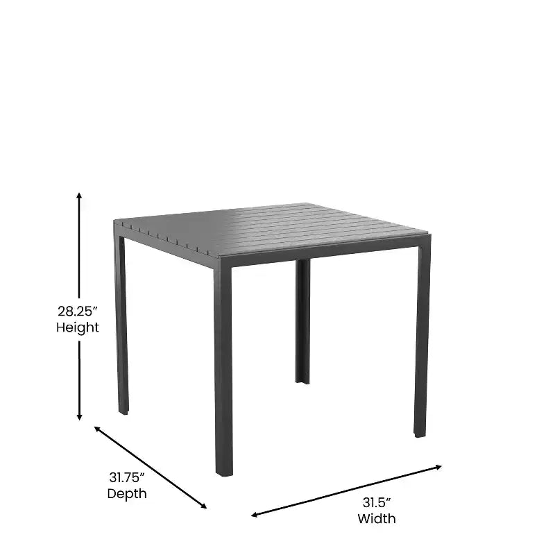 Flash Furniture Harris 5 Piece Commercial Indoor/Outdoor Table and Chairs with Black Poly Resin Slatted Backs and Seats