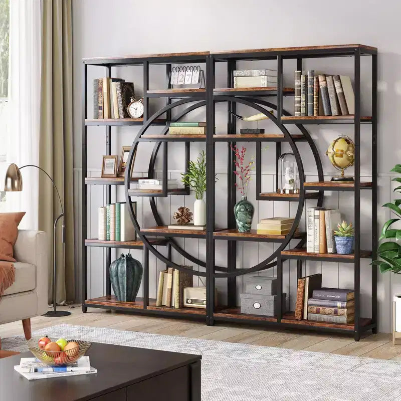 Lantine 5 Tier Bookshelf with 9-Open Storage Shelf