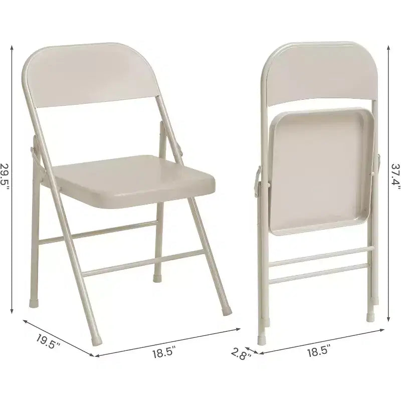 8-piece set of all-steel folding chairs with backrests, heavy-duty metal foldable dining chair set, 350 lbs capacity, suitable for indoor and outdoor