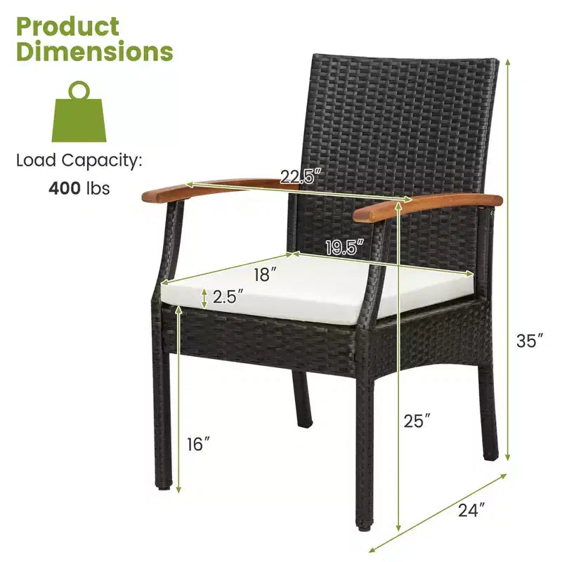 Costway 7PCS Patio Dining Set Cushion Acacia Wood Armrests Table with Umbrella Hole