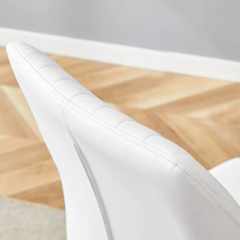 Ensemble de 6 chaises de salle à manger de luxe simples en PU haute résilience avec pieds en métal argenté, chaises d'appoint sans accoudoirs pour cuisine