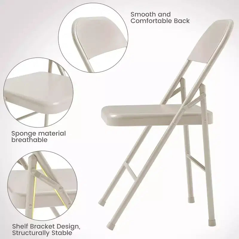8-piece set of all-steel folding chairs with backrests, heavy-duty metal foldable dining chair set, 350 lbs capacity, suitable for indoor and outdoor