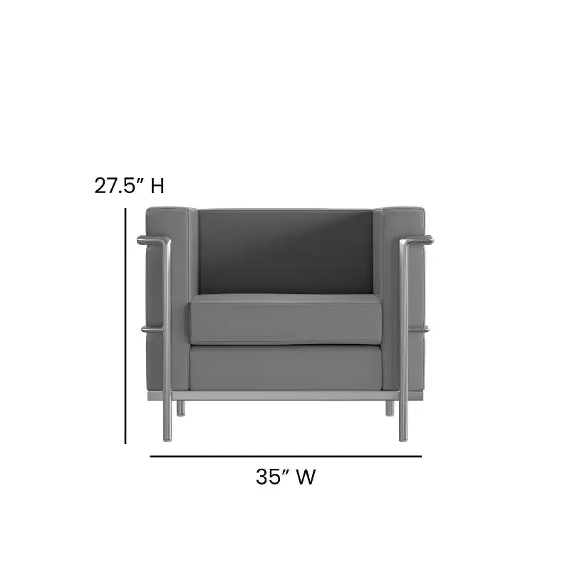 Emma and Oliver Contemporary LeatherSoft Chair with Double Bar Encasing Frame