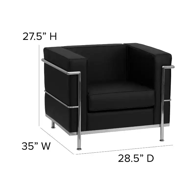 Emma and Oliver Contemporary LeatherSoft Chair with Double Bar Encasing Frame