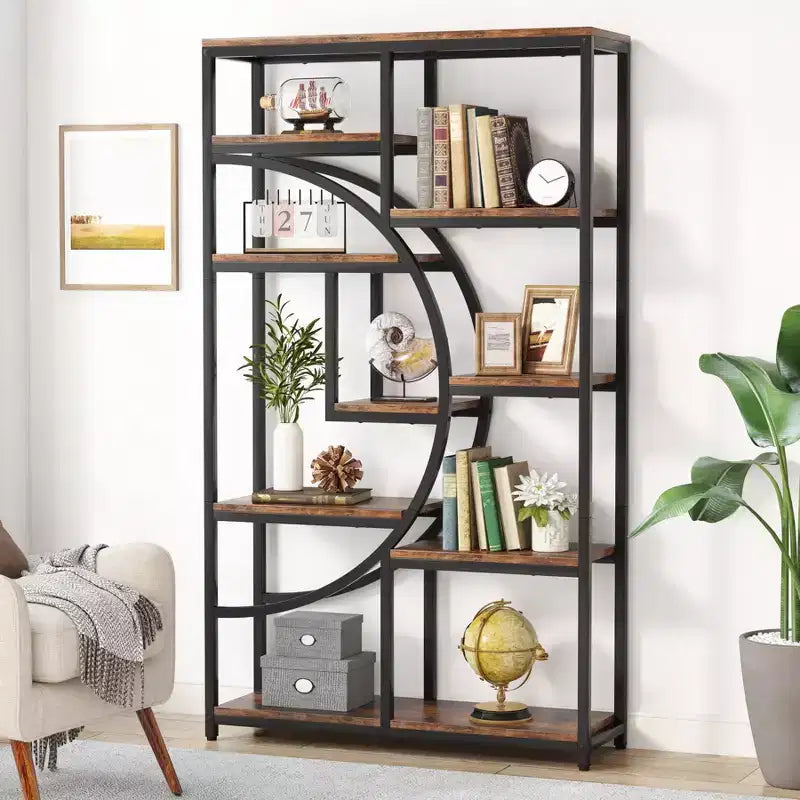 Lantine 5 Tier Bookshelf with 9-Open Storage Shelf