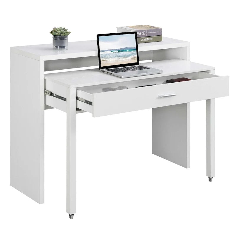Convenience Concepts Newport JB Console/Sliding Desk with Drawer and Riser
