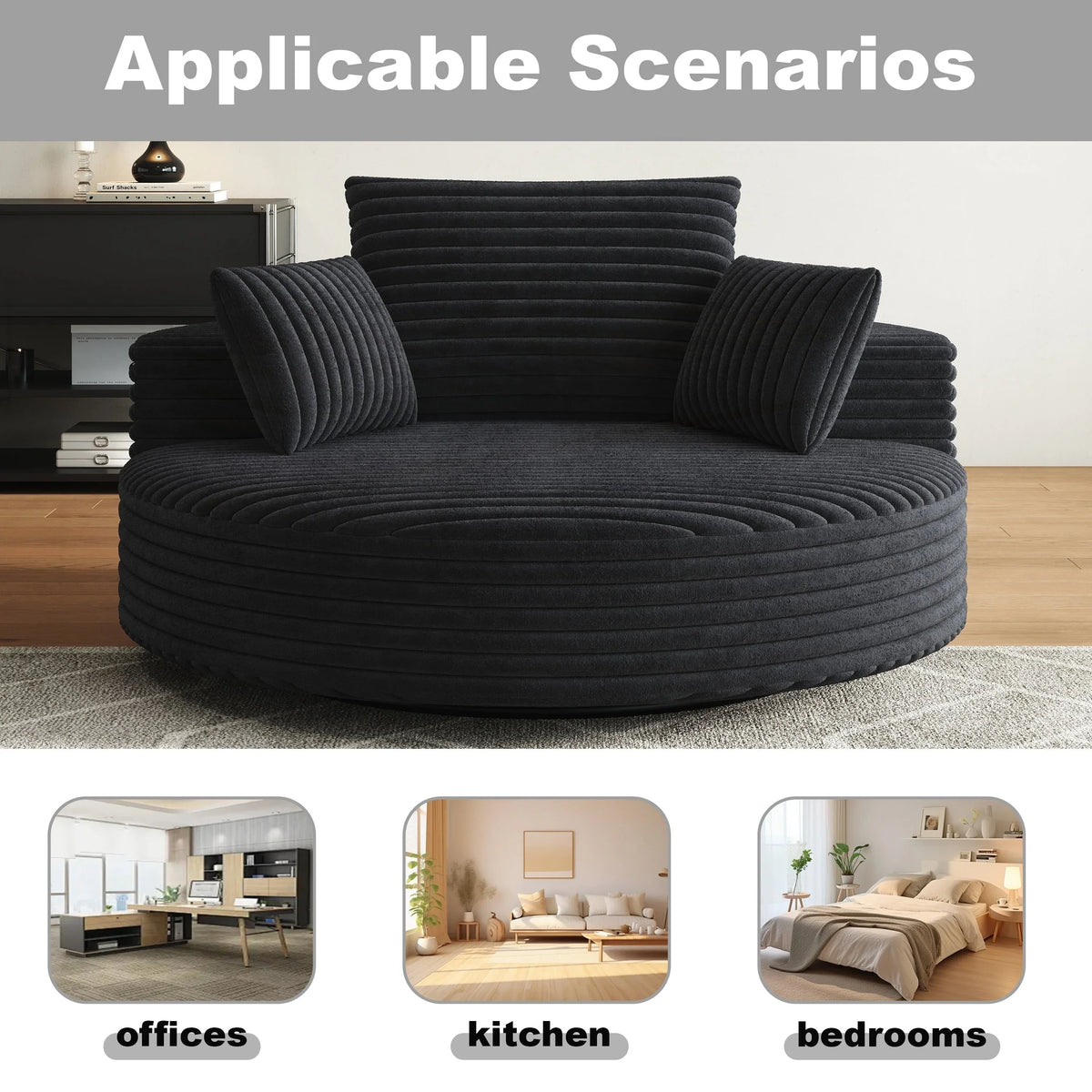 Corduroy Chenille Foam Single Swivel Chair