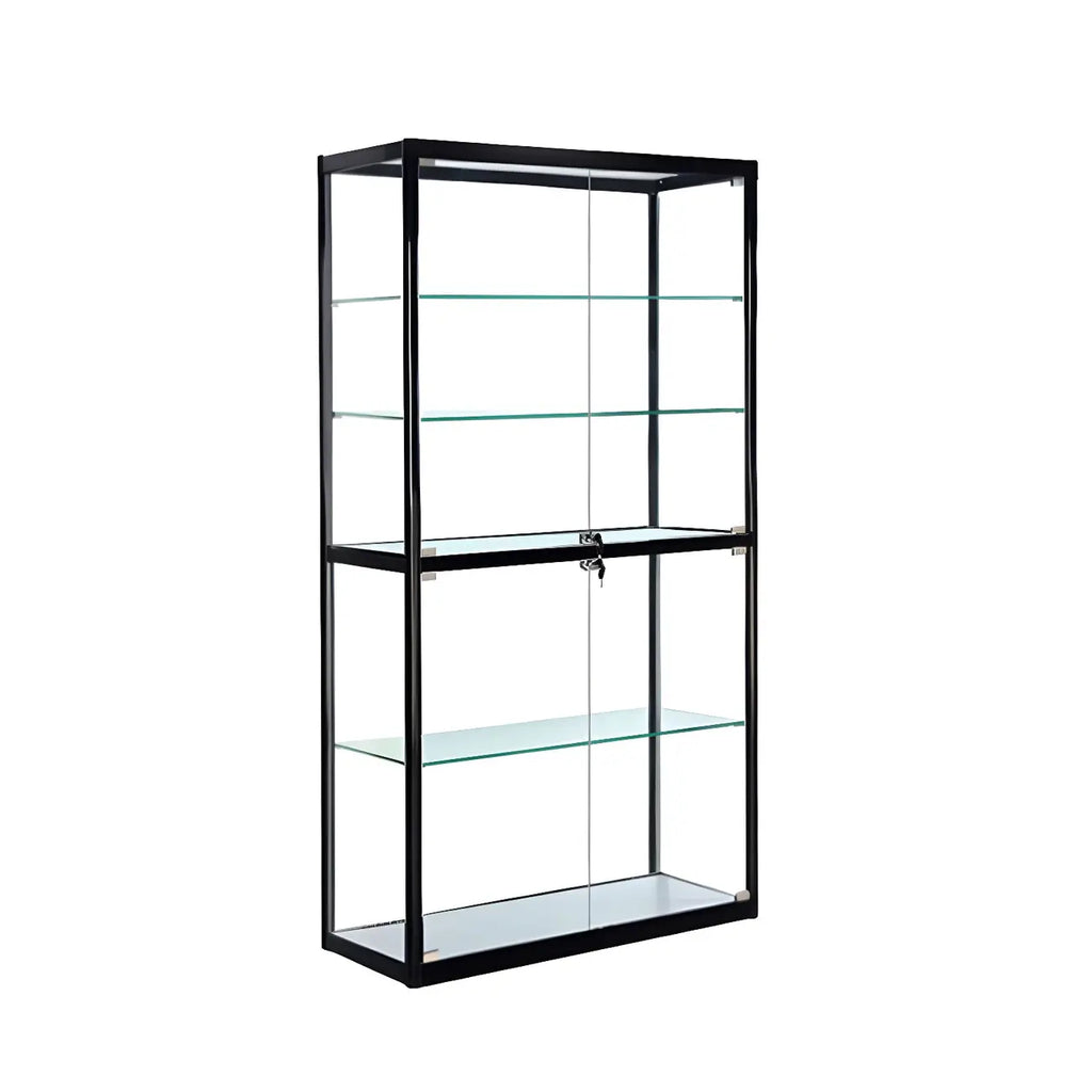 Contemporary Rectangular Black Glass Curio Cabinet