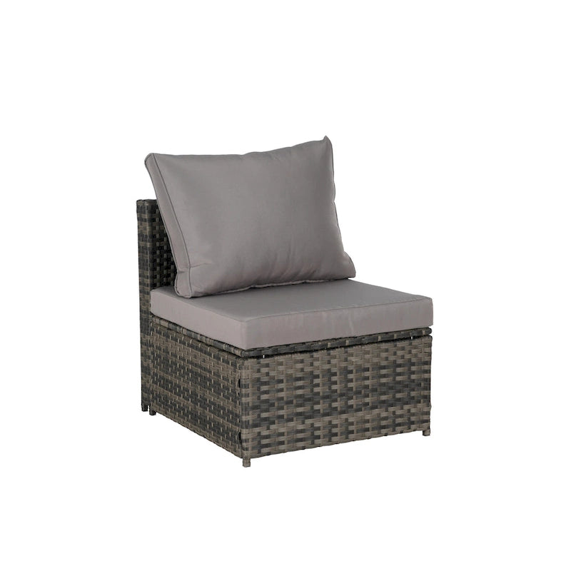 6-Piece Wicker Sectional Sofa Set with Corner & Glass Table