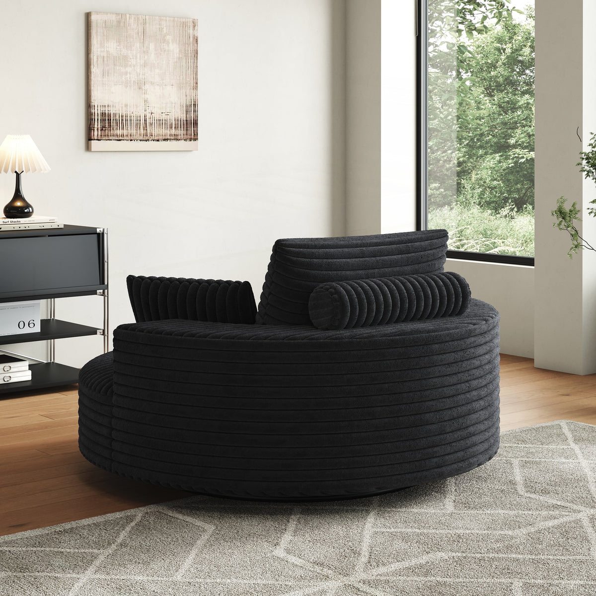 Corduroy Chenille Foam Single Swivel Chair