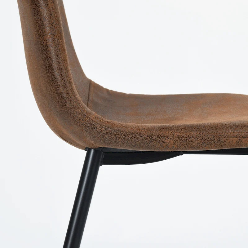 Dining Chair Set of 4 Suede Fabric Side Seating with Black Metal Legs