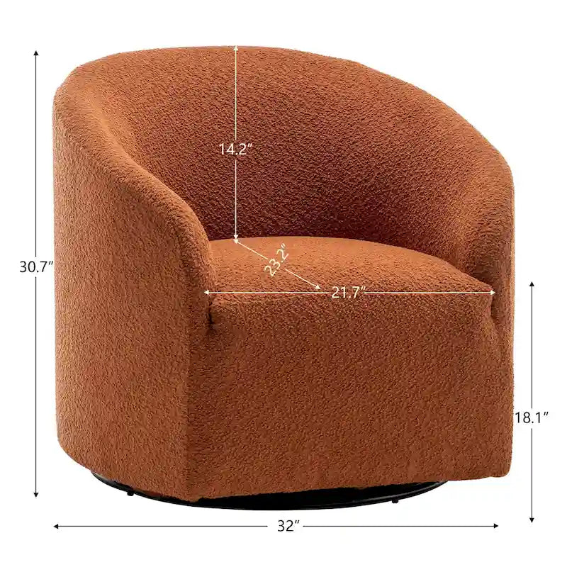 Fauteuil tonneau pivotant tapissé en tissu bouclé KINWELL 32 W (ensemble de 2)