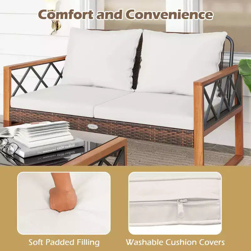 Costway 7 PCS Patio PE Wicker Furniture Set with Ottomans Cushions and Tables Chair Couch