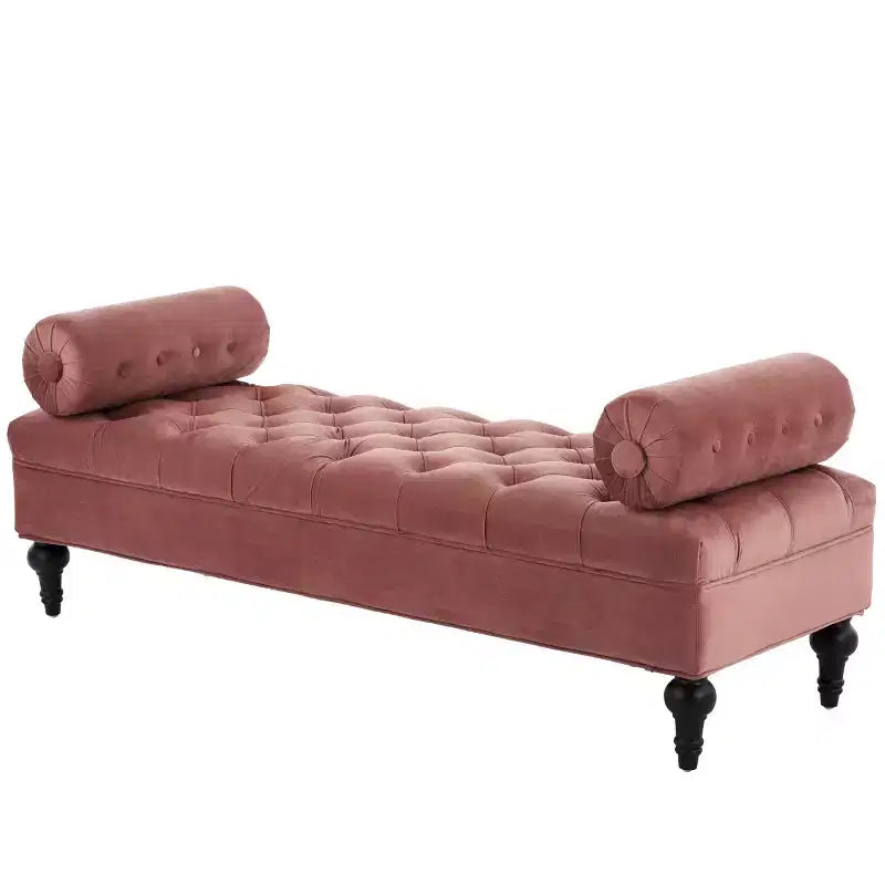 Modern End of Bed Bench for Bedroom, Velvet Upholstered Window Bench with 2 Detachable Pillows for Living Room or Entryway-Panipeachy