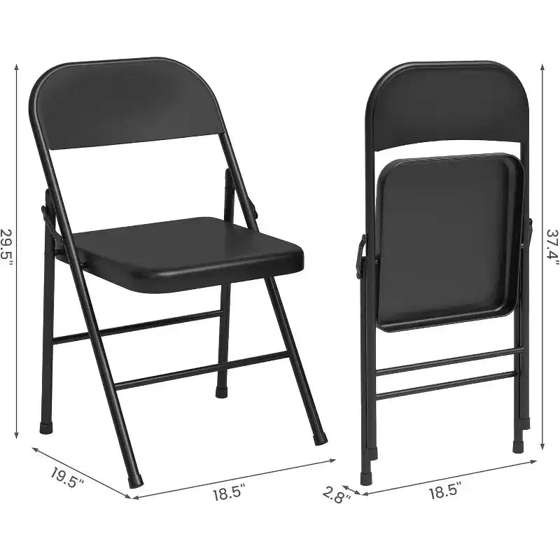 8-piece set of all-steel folding chairs with backrests, heavy-duty metal foldable dining chair set, 350 lbs capacity, suitable for indoor and outdoor