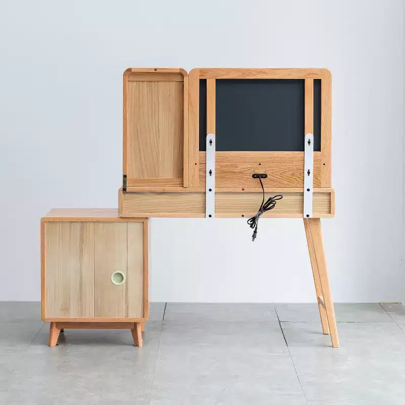 GDFStudio Crichton Modern Solid Oak Dresser Table with 4 Drawers and Shelves