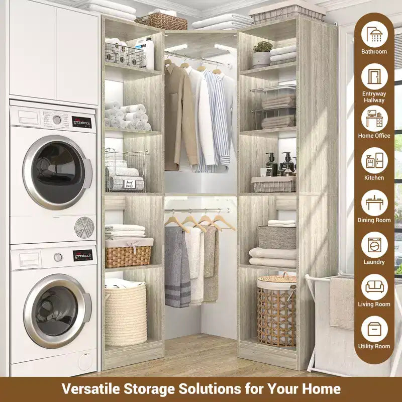 Besiost Corner Closet System with 12 Shelves