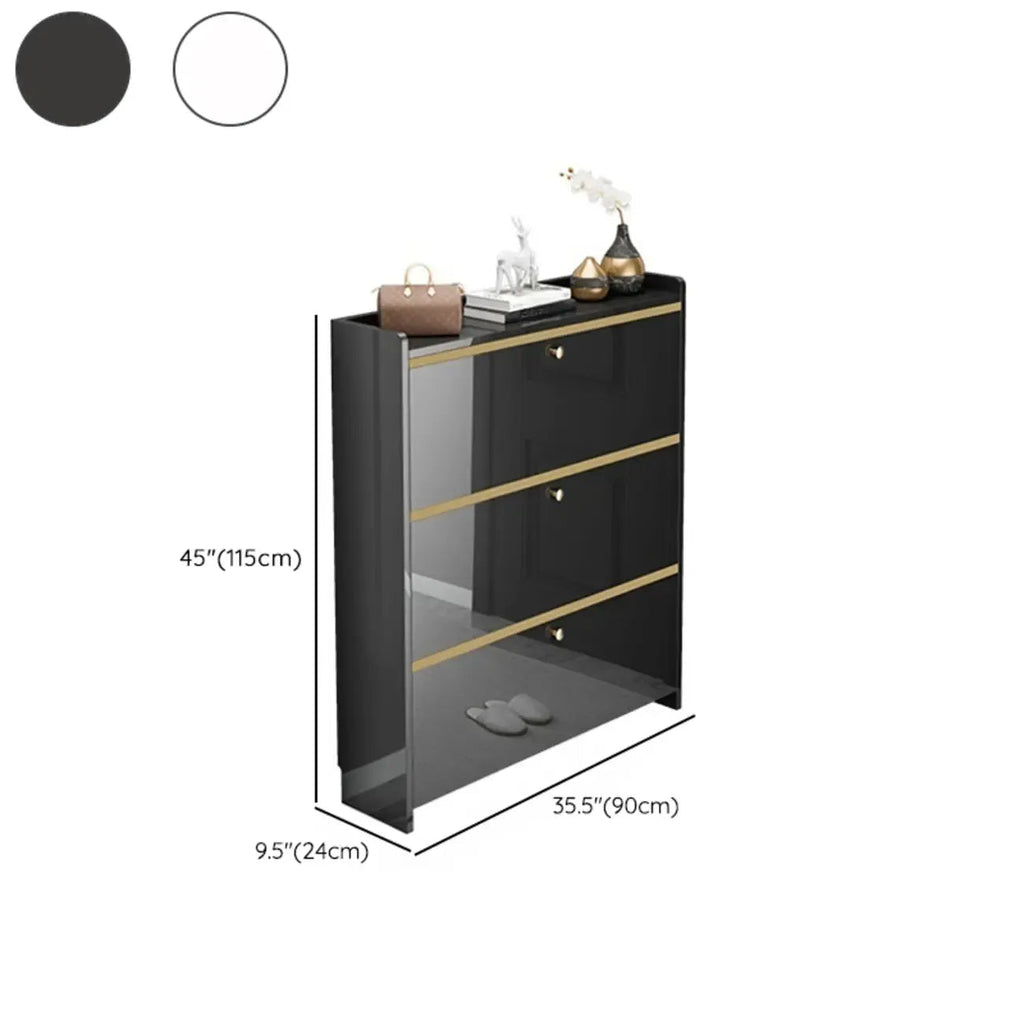 Entryway Glam Black Shoe Storage with Adjustable Shelves