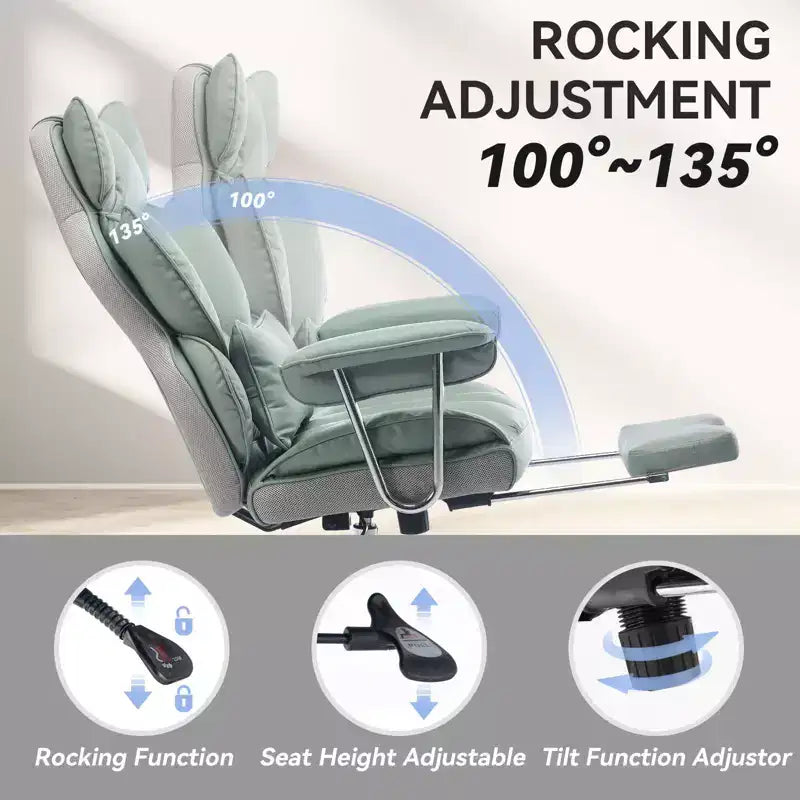 Efomao Ergonomic Desk Office Chair 400LBS, Big and Tall PU Leather Computer Chair, Executive Desk Chair with Footrest and Lumbar Support