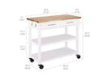 Desserte de cuisine roulante avec plateau en bois d'acacia, tiroirs, 97,5 cm L x 47 cm P, Blanc