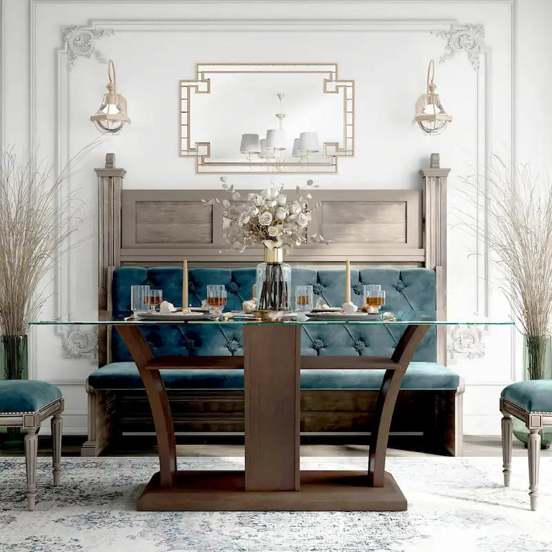 Bind Contemporary Solid Wood Open-Shelf 7-Piece Dining Table Set by Furniture of America