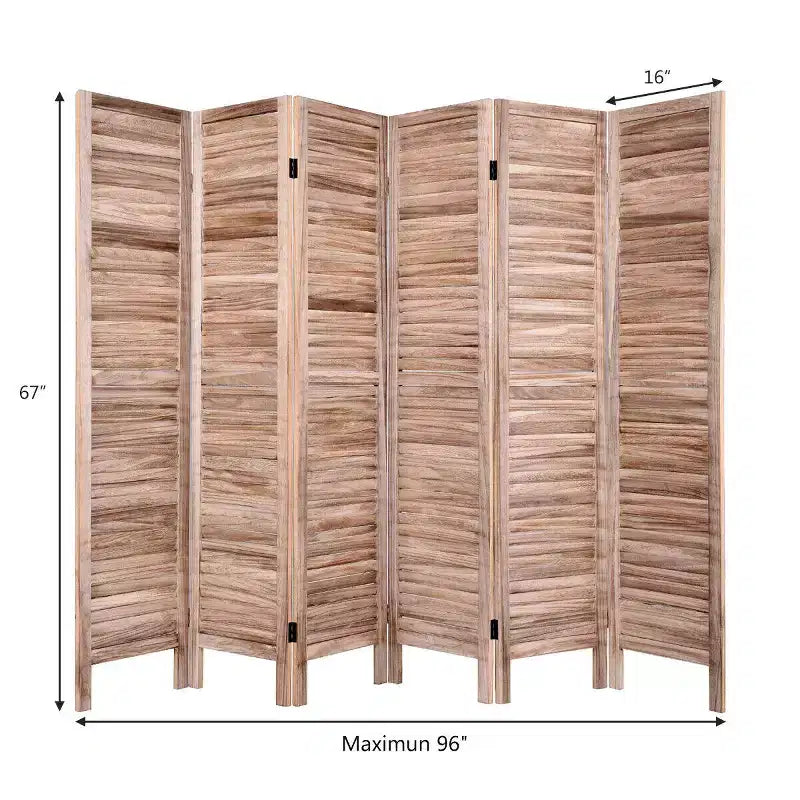 67 High 6 Panel Room Divider Furniture Classic Venetian Wooden Slat Home