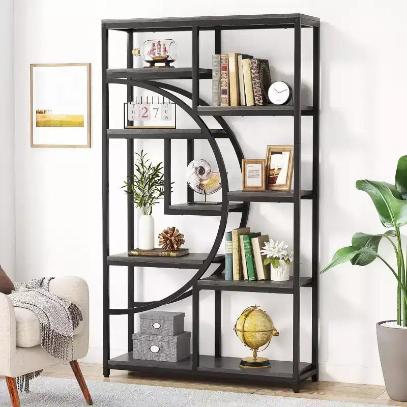 Lantine 5 Tier Bookshelf with 9-Open Storage Shelf