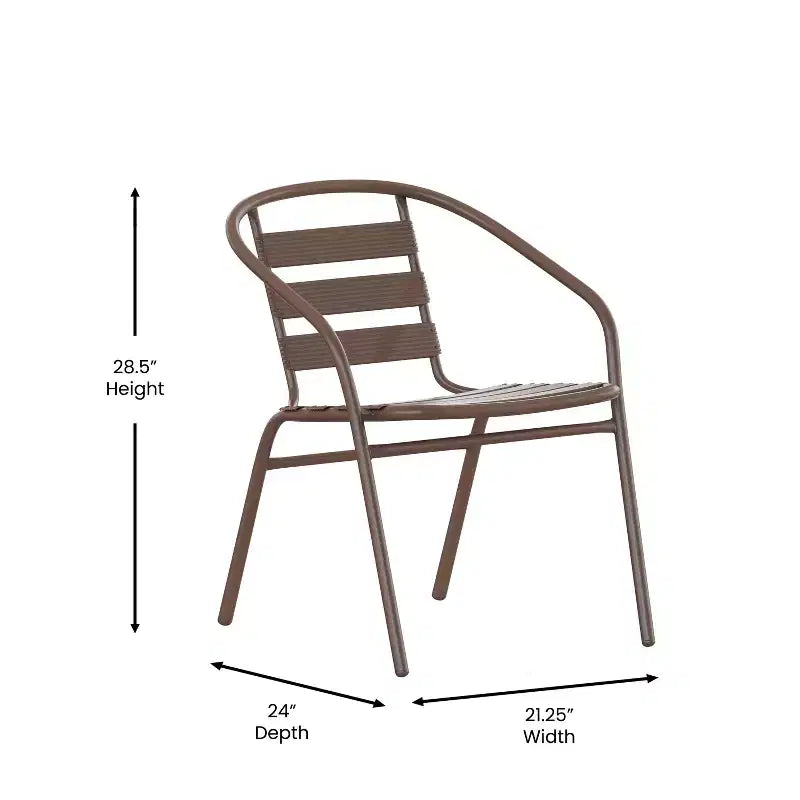 Flash Furniture Lila 23.75'' Round Glass Metal Table with 2 Metal Aluminum Slat Stack Chairs