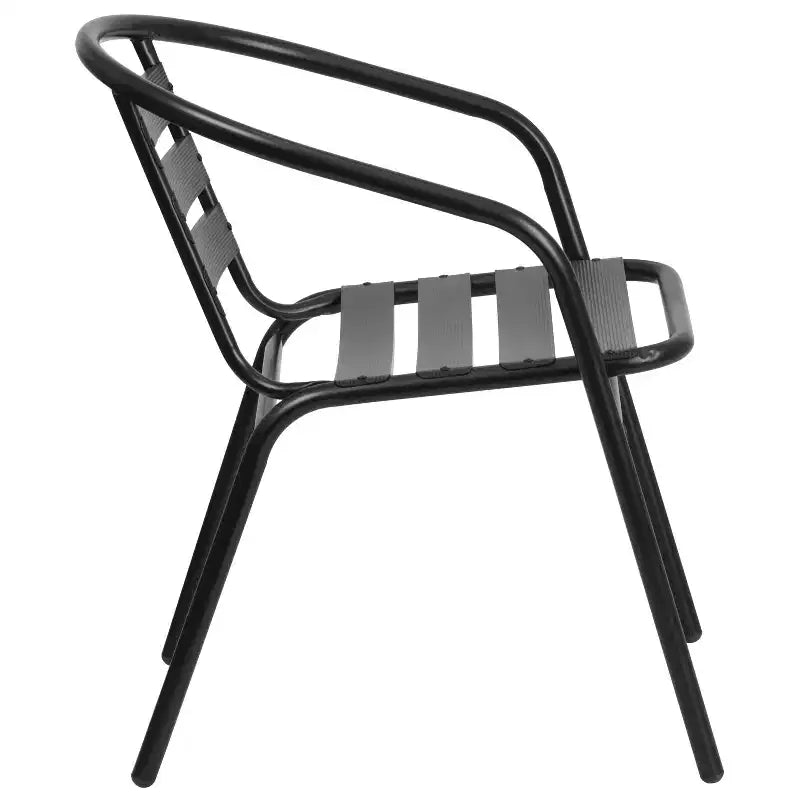 Emma and Oliver 27.5'' Square Aluminum Indoor-Outdoor Table Set with 2 Slat Back Chairs