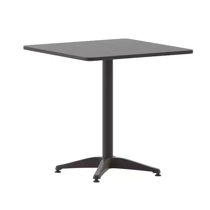 Emma and Oliver 27.5'' Square Aluminum Indoor-Outdoor Table Set with 2 Slat Back Chairs
