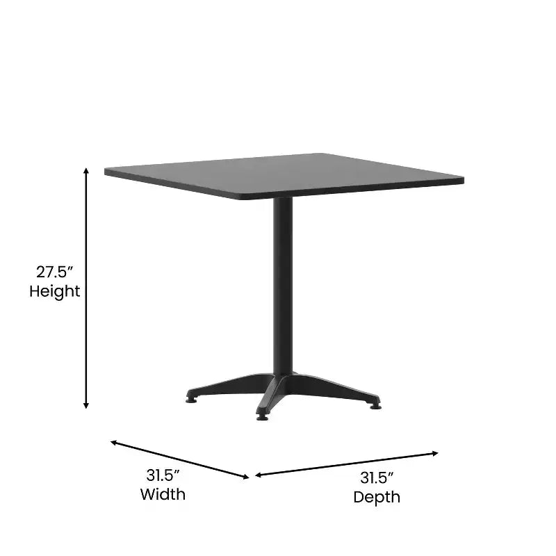 Emma and Oliver 31.5'' Square Aluminum Indoor-Outdoor Table Set with 4 Slat Back Chairs