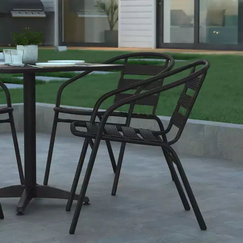 Ensemble table carrée d'intérieur/extérieur en aluminium Emma et Oliver 27,5'' avec 4 chaises à lattes