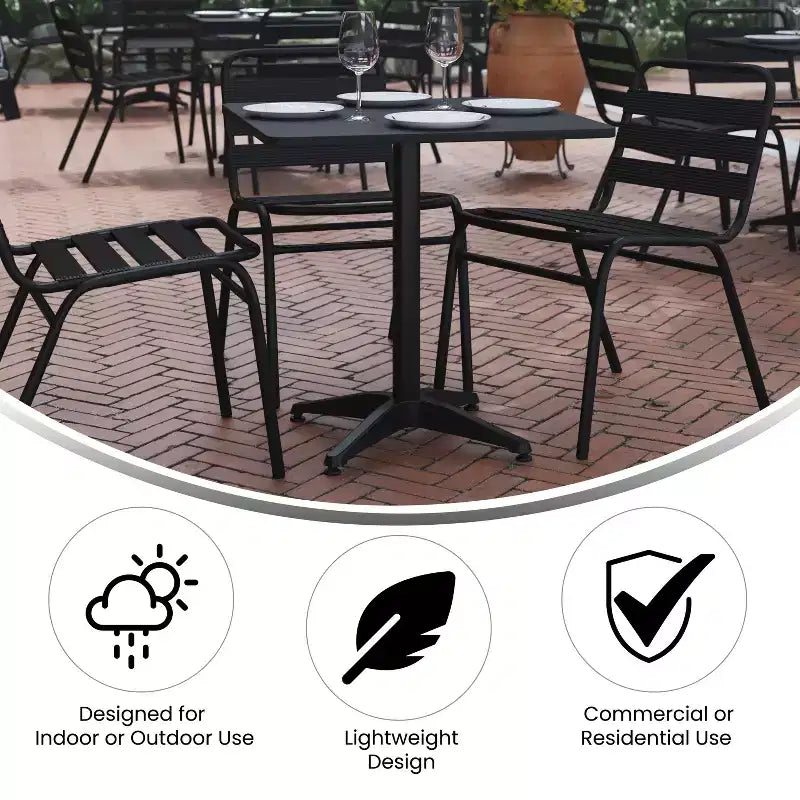 Ensemble table carrée d'intérieur/extérieur en aluminium Emma et Oliver 27,5'' avec 4 chaises à lattes