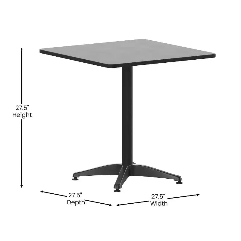 Ensemble table carrée d'intérieur/extérieur en aluminium Emma et Oliver 27,5'' avec 4 chaises à lattes