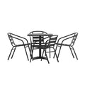 Ensemble table carrée d'intérieur/extérieur en aluminium Emma et Oliver 27,5'' avec 4 chaises à lattes