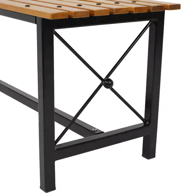 Sunnydaze Ensemble repas de 3 pièces en châtaignier européen avec cadre en acier thermolaqué pour intérieur/extérieur