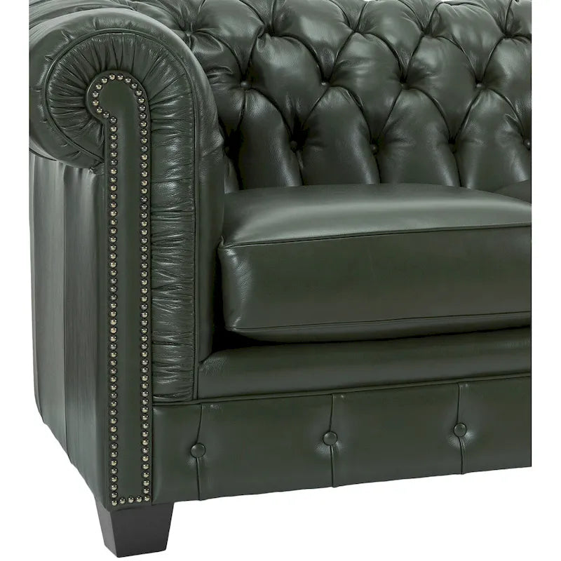 Hancock Tufted Top Grain Italian Leather Chesterfield Sofa - 31 H x 86 W x 40 D
