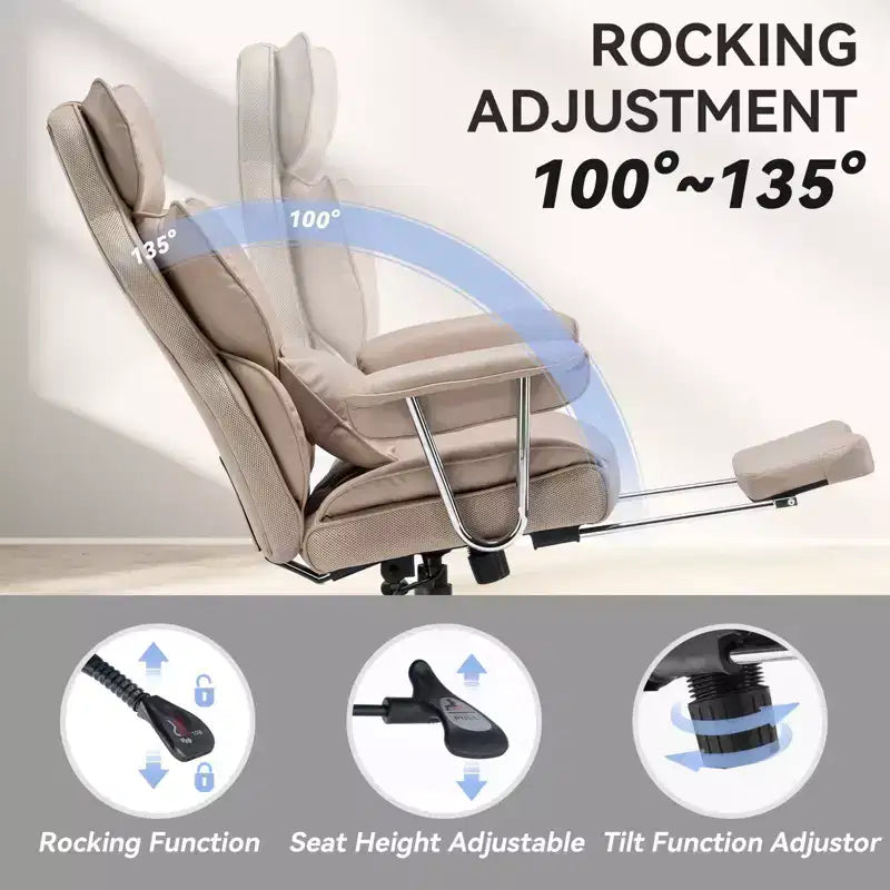 Efomao Ergonomic Desk Office Chair 400LBS, Big and Tall PU Leather Computer Chair, Executive Desk Chair with Footrest and Lumbar Support